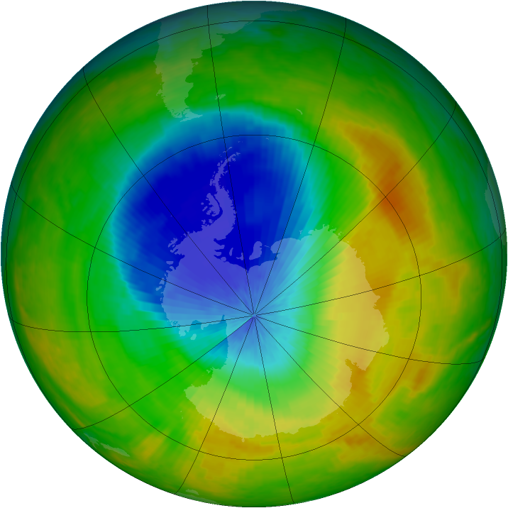 Antarctic ozone map for 25 October 2002